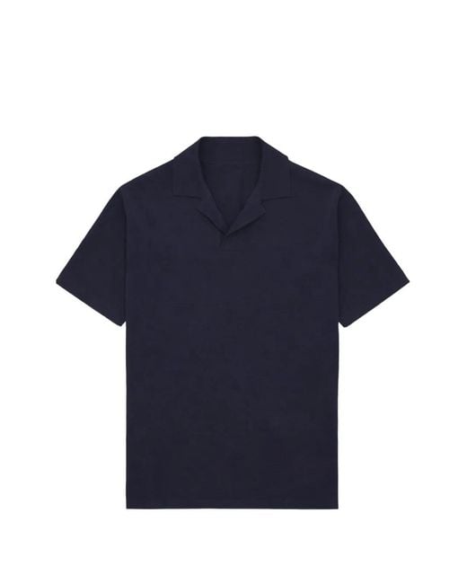 Fortela Blue Adrien Camp-Collar Polo Shirt for men