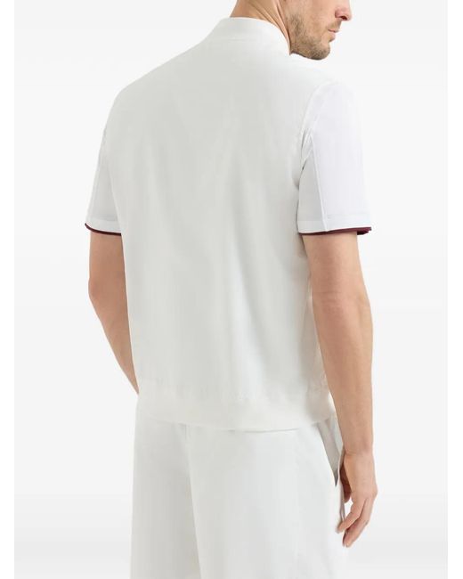 Brunello Cucinelli White Nylon Vest With Logo for men