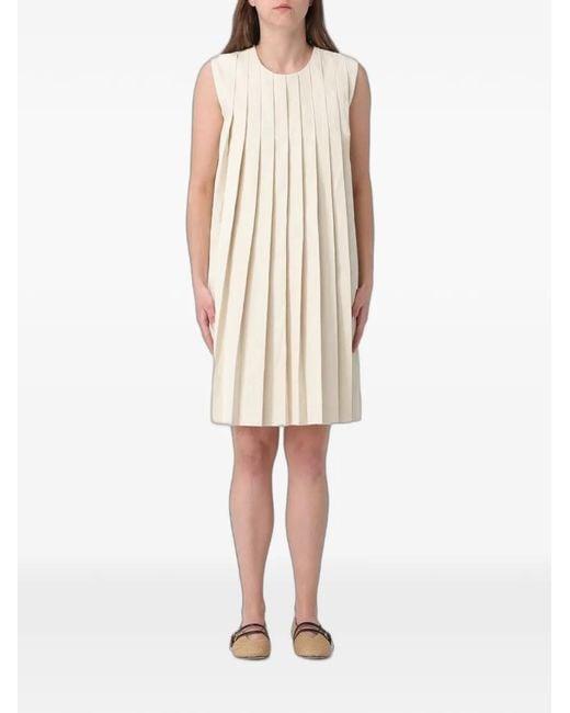 Ter Et Bantine White Pleated Sleeveless Midi Dress