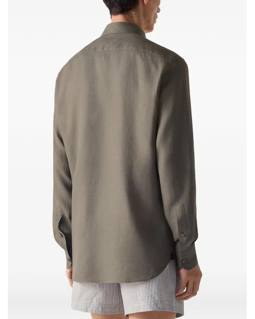 Zegna Gray Oasi Lino Shirt for men