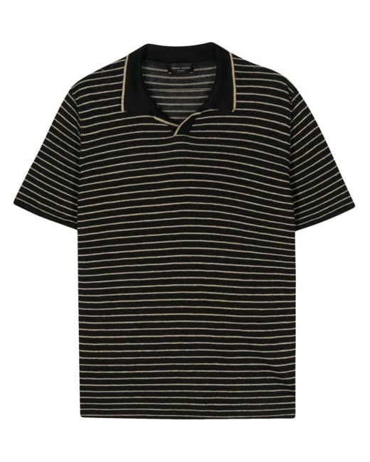 Roberto Collina Black Striped Knitted Polo Shirt for men
