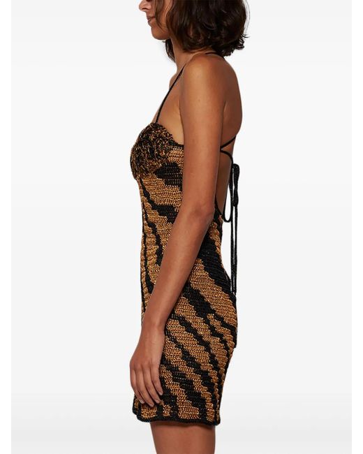 Andrea Almeida Black Zebra Short Dress