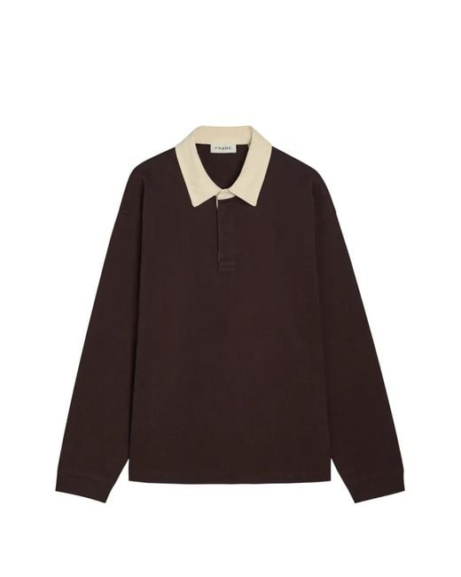 FRAME Brown Rugby Long-Sleeve Polo Shirt for men