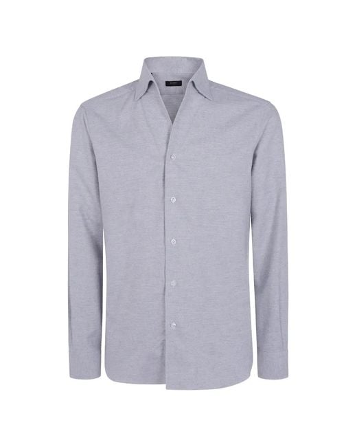 Barba Napoli Blue Button-Down Long-Sleeve Shirt for men