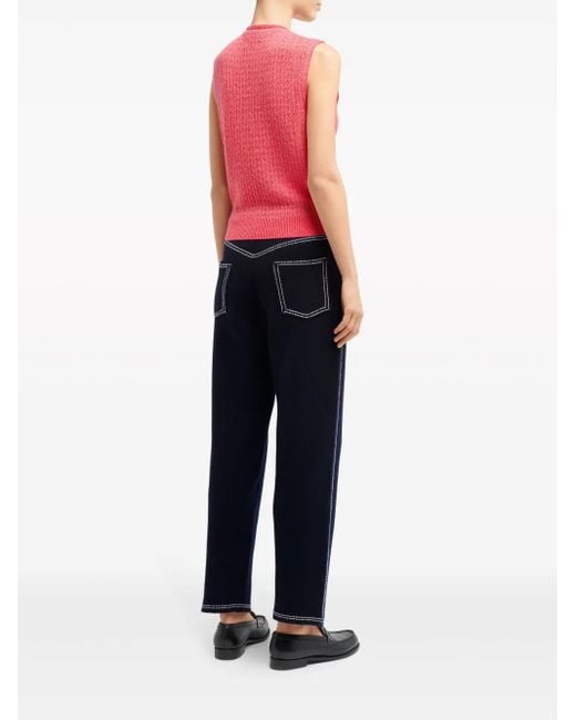 Barrie Pink V-Neck Cashmere Top