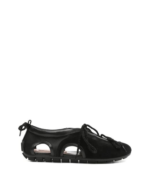 Simone Rocha Black Cutout Lace-Up Sneakers
