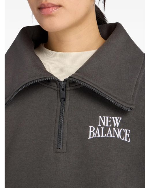 New Balance Gray Sweat Brodé Trackside À Col Zippé