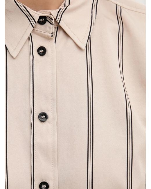 MARC AUREL Natural Striped Buttoned Top