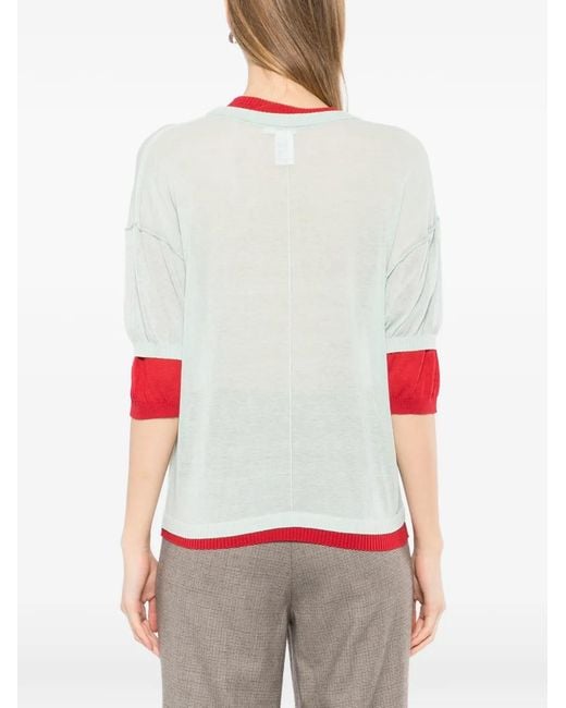 COTEMP Red Contrasting Collar Top