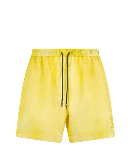 Roberto Cavalli Yellow Drawstring-Fastening Swim Shorts for men