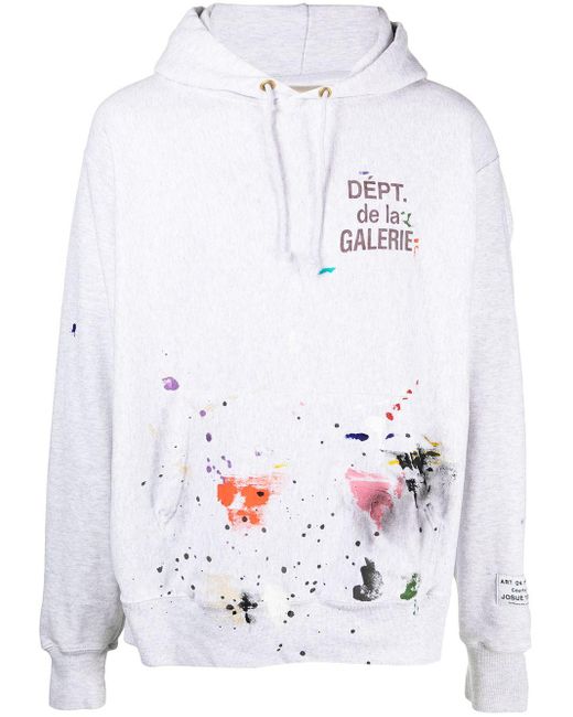 GALLERY DEPT. Gray Logo Paint Print Hoodie for men