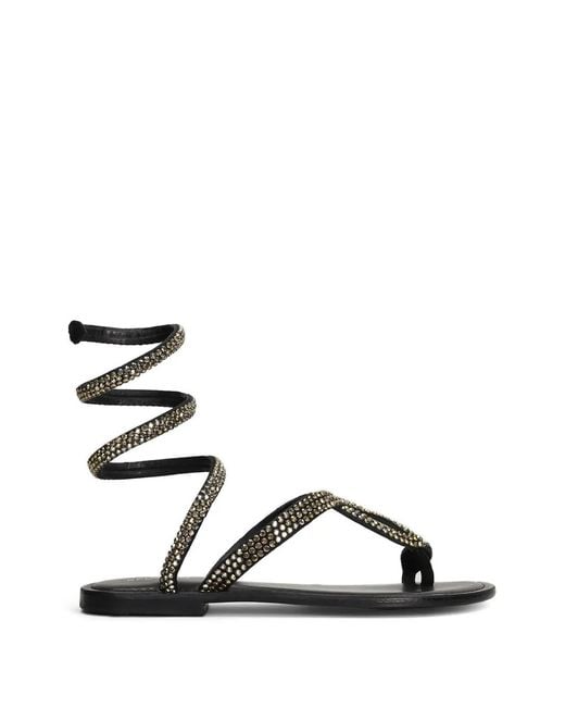 Fusion Black Crystal-Embellished Spiral Sandals