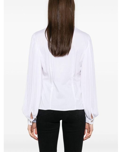 Liu Jo White Plissé-Sleeve Shirt