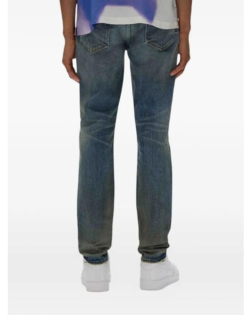 Purple Brand Blue Cracked Skinny Jeans for men