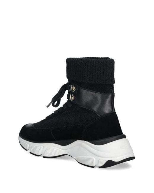 Love Moschino Black Lace-Up Sock-Detail Sneakers