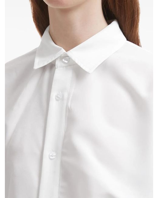 B+ AB White Gathered-Detail Long-Sleeve Shirt