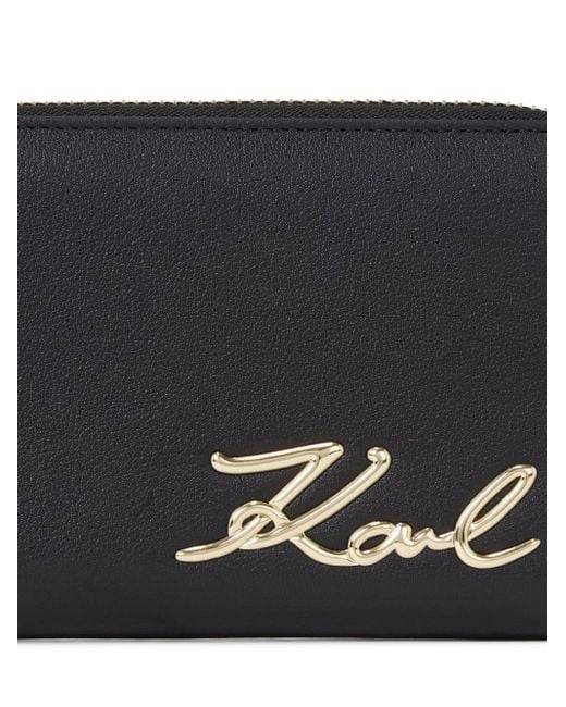 Karl Lagerfeld Black K/signature Continental Zip Wallet