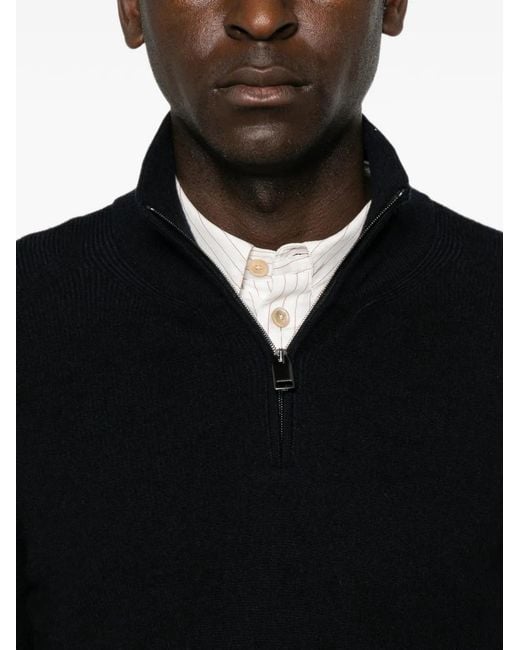 Brioni Black Half-Zip Knitted Sweater for men