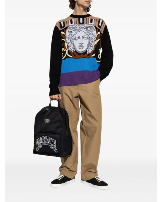 Versace Blue Medusa Head Wool Sweater for men