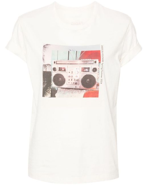 Zadig & Voltaire White Anya Co Photoprint Cotton T-shirt