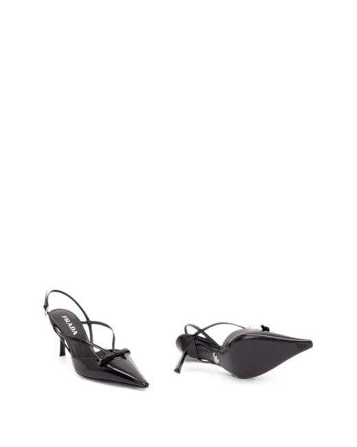 Prada Black Bow-Detail Slingback Pumps