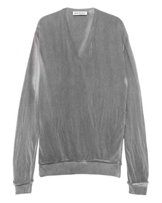 Our Legacy Gray Parallel V-Neck for men