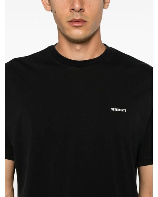Vetements Black Logo-Print Short-Sleeve T-Shirt for men