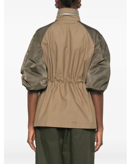 Sacai Gray Panelled Drawstring-Waist Jacket