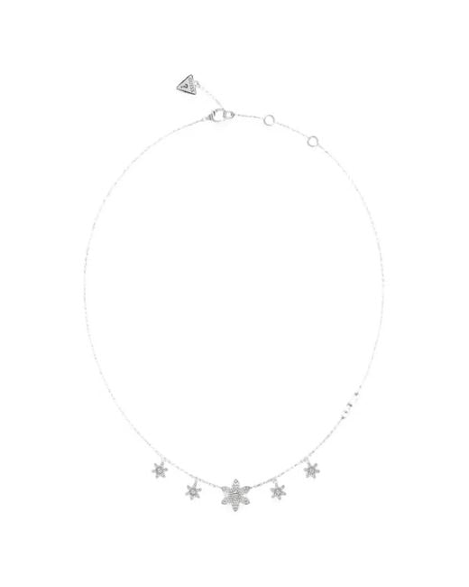 Guess White Flower-Pendant Necklace