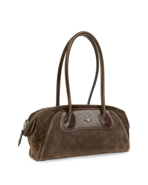 Vivienne Westwood Brown Small Shirley Orb-Plaque Shoulder Bag
