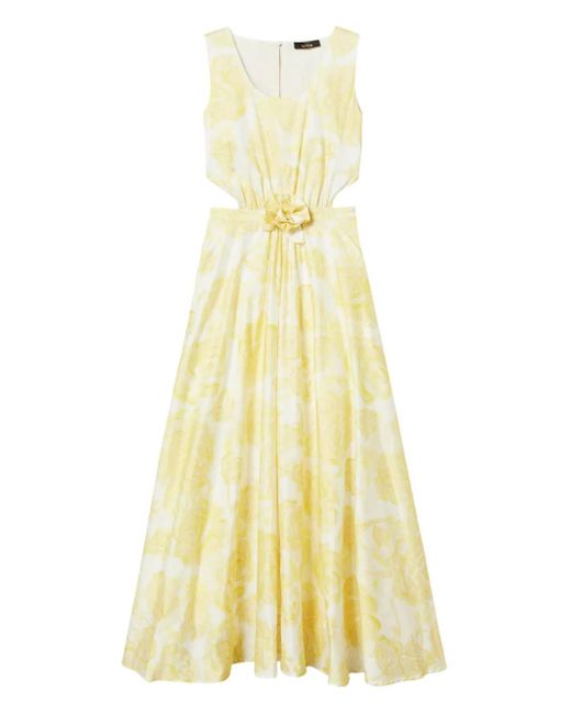 Abito Lungo Con Stampa A Fiori di Twinset in Yellow