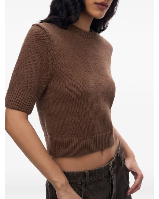 12 STOREEZ Brown Hearth Short-Sleeve Sweater