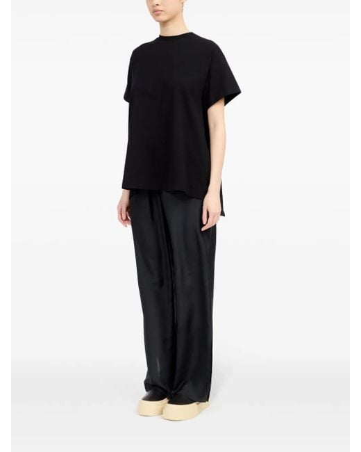 MM6 by Maison Margiela Black Cotton T-Shirt With Logo Patch