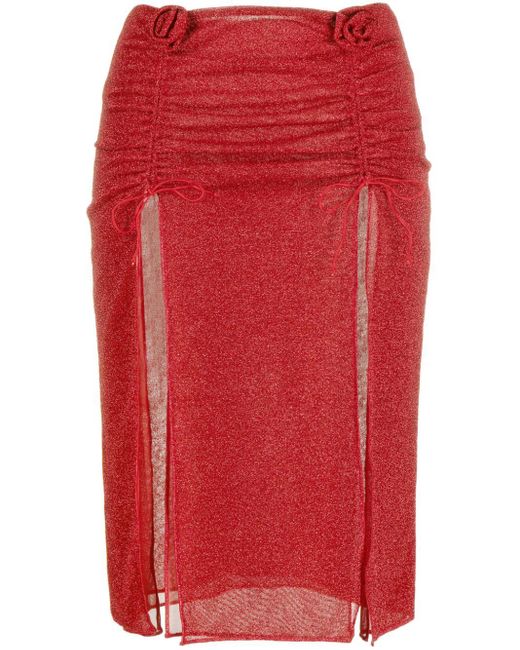 Minifalda Lumière con aplique de rosa Oseree de color Red