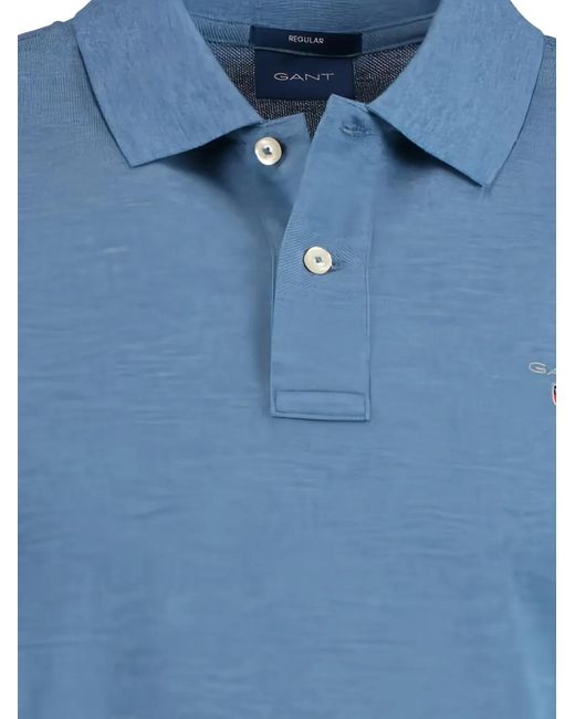 Gant Blue Pique Short-Sleeve Shirt for men