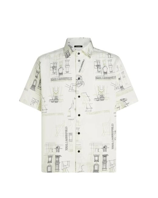 Karl Lagerfeld White Rue St-Guillaume Printed Shirt for men