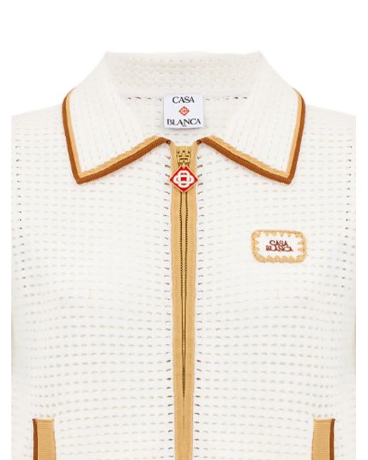 Casablanca White Piping-Detail Collared Jacket