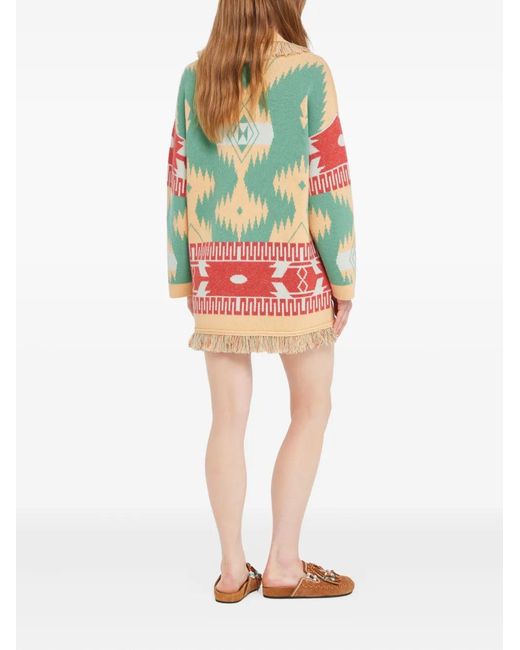 Alanui Multicolor Icon Jacquard Fringed Cardigan