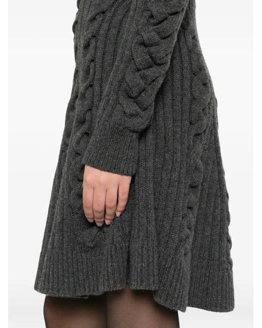 McQueen Gray Robe En Maille Torsadée À Détails Ajourés