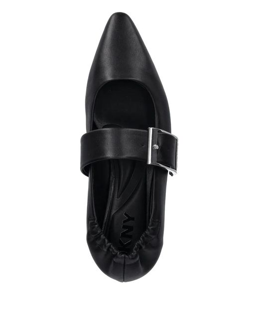 DKNY Black Buckle-Strap Ballet Flats