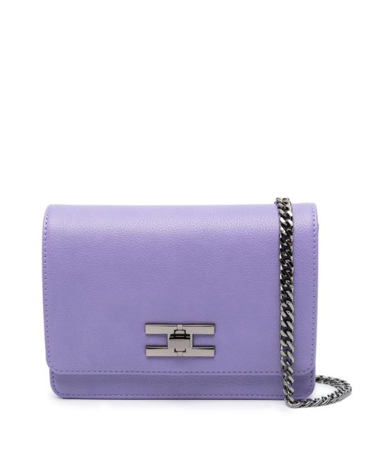 Elisabetta Franchi Purple Logo-plaque Faux-leather Shoulder Bag