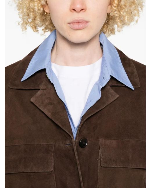 Arma Brown Flore Flap-Pocket Suede Jacket