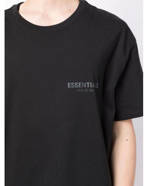 Fear Of God Black Logo-Print Cotton T-Shirt for men