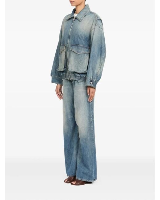 MM6 by Maison Margiela Blue Veste En Jean À Poches Zippées