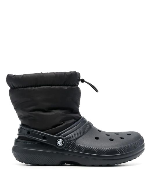 CROCSTM Black Padded-Panel Ankle Boots