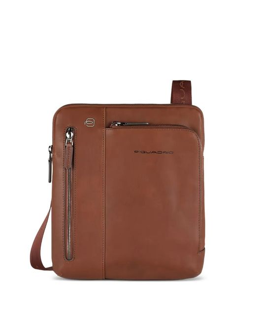 Piquadro Brown Zip Pocket Crossbody Bag for men