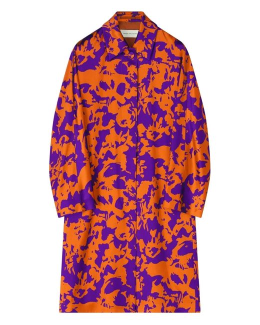 Dries Van Noten Red Floral Satin Coat