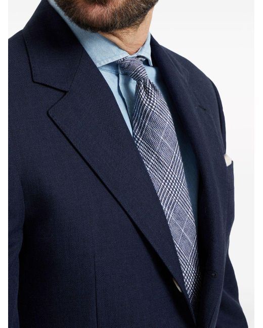 Brunello Cucinelli Karierte Krawatte aus Seiden-Leinengemisch in Blue für Herren