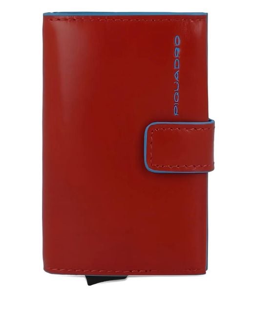 Piquadro Red Metal Leather Cardholder