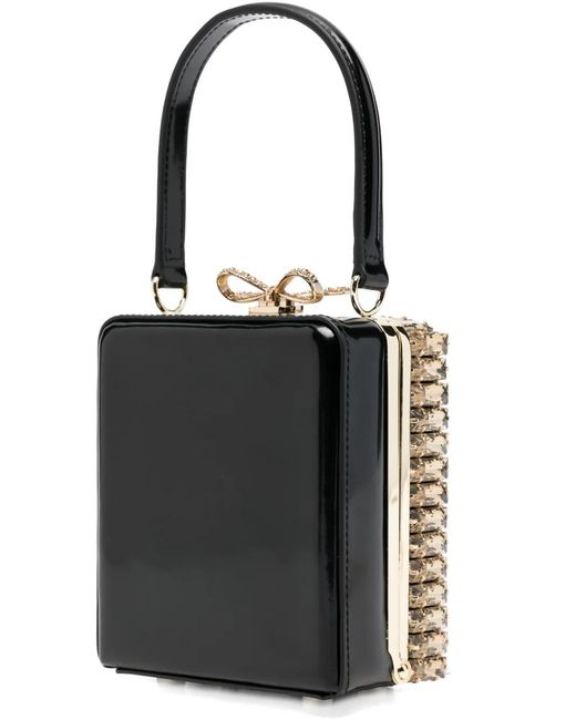 Self-Portrait White Crystal-Embellished Top-Handle Mini Bag